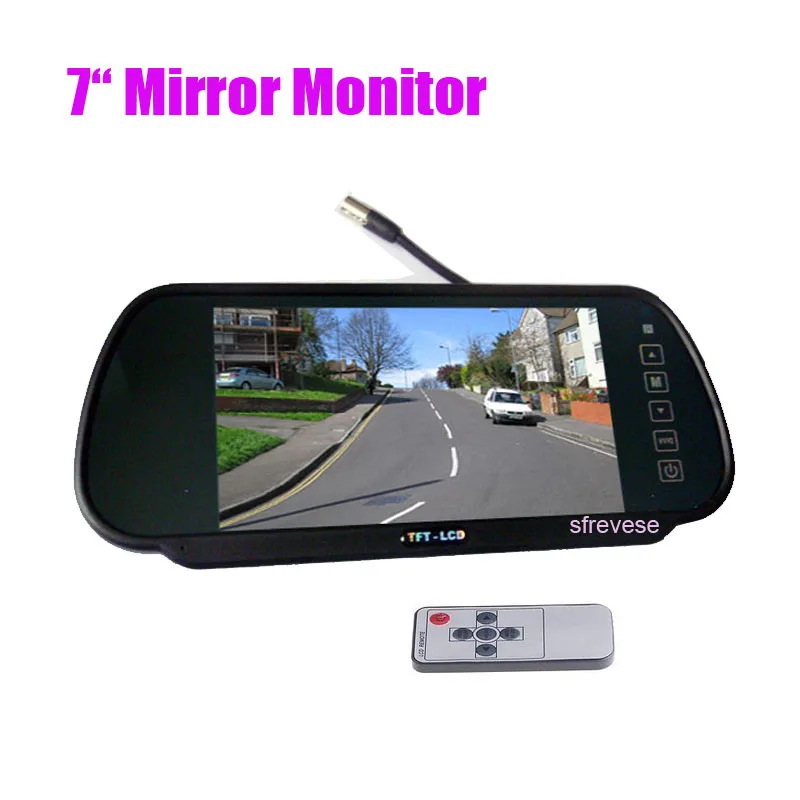 

7" TFT LCD Car Rear View Mirror Monitor 2CH For Reversing Parking Backup Camera Kit & VCR DVD 12V-24V