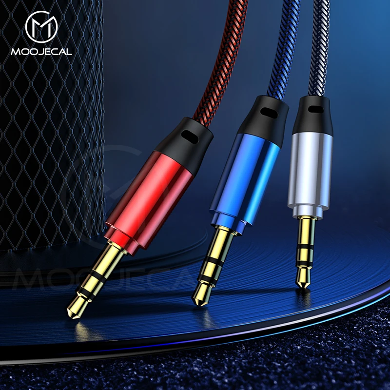 

MOOJECAL Jack 3.5mm Audio Cable Nylon Braid 3.5 mm Car AUX Cable Headphone Extension Code for Phone MP3 Car Headset Speaker