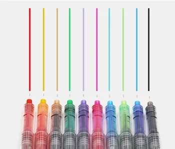 

Refillable liquid ink roller ball plastic pen 0.5mm stainless steel needle tip transparent barrel 12pcs dozen box