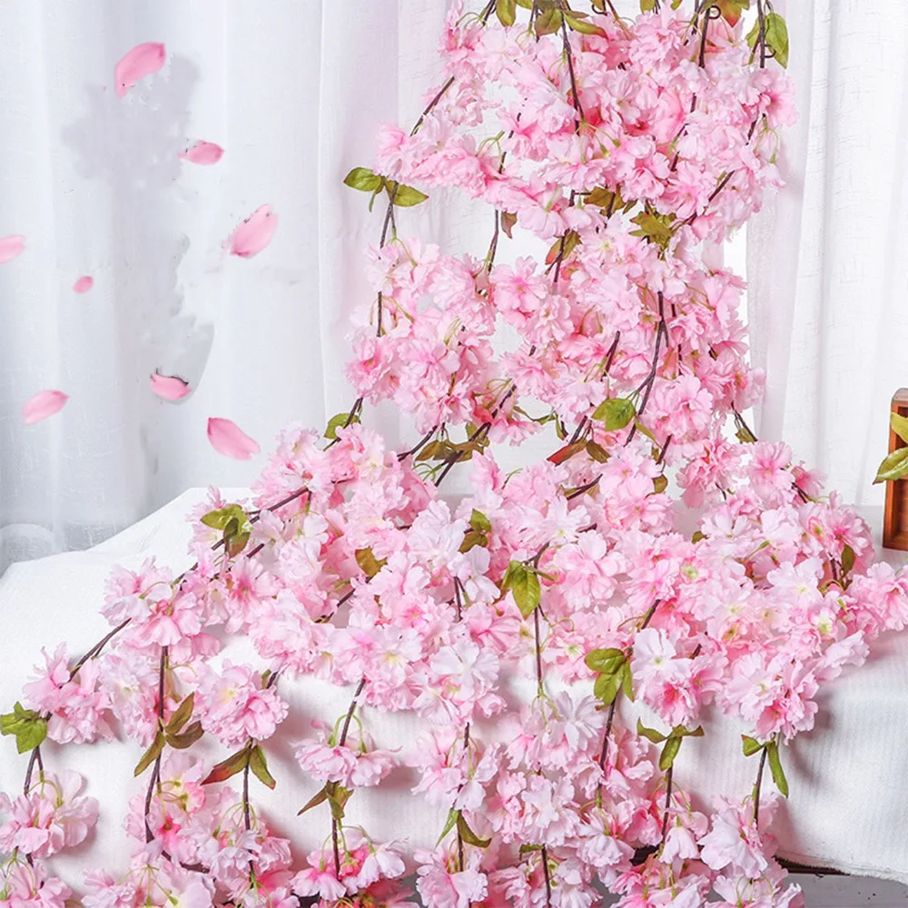 180cm Cherry blossoms Rattan Sakura Wedding decoration Vine Artificial