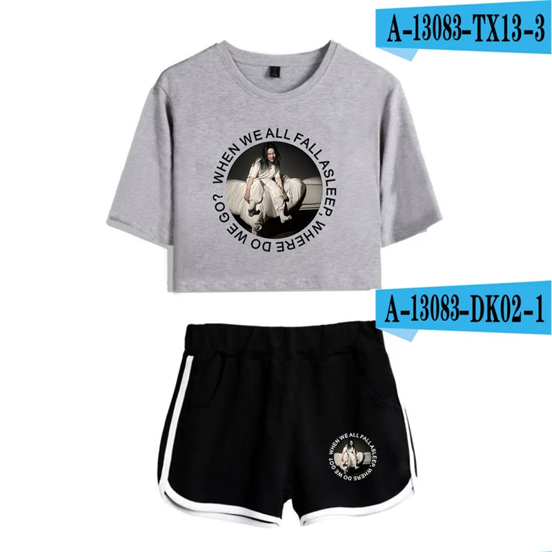 

Billie Eilish Crop Top Set Fashion Suit Suit Billie Eilish Clothing Short Sleeve Crop Top Women Two Piece Set Top And Pants