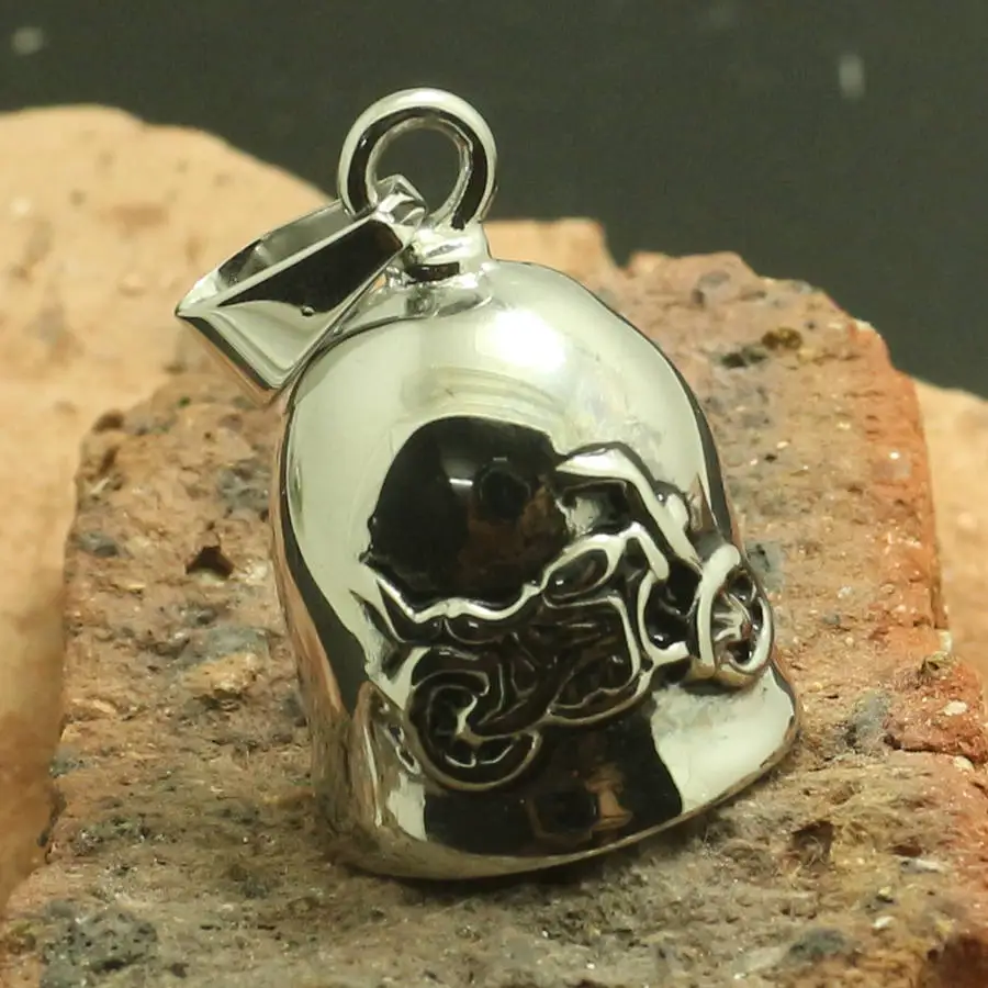 

Factory Price Mens Boys 316L Stainless Polishing Silver Jingle Bell Cool Motorcycle Biker Newest Pendant