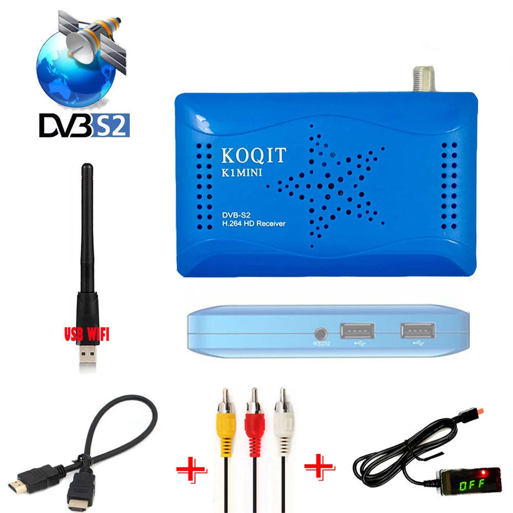 

KOQIT K1 Mini Digital Satellite Receiver receptor tv tuner DVB S2 Decoder USB PVR Wifi IKS Cline Vu Biss Key Youtube FTA 1080P