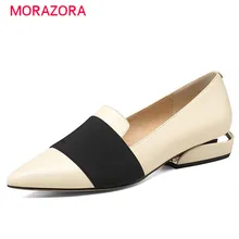 MORAZORA Mixed colors women flats genuine leather shoes big size 33-43 pointed toe single shoes spring autumn fashion