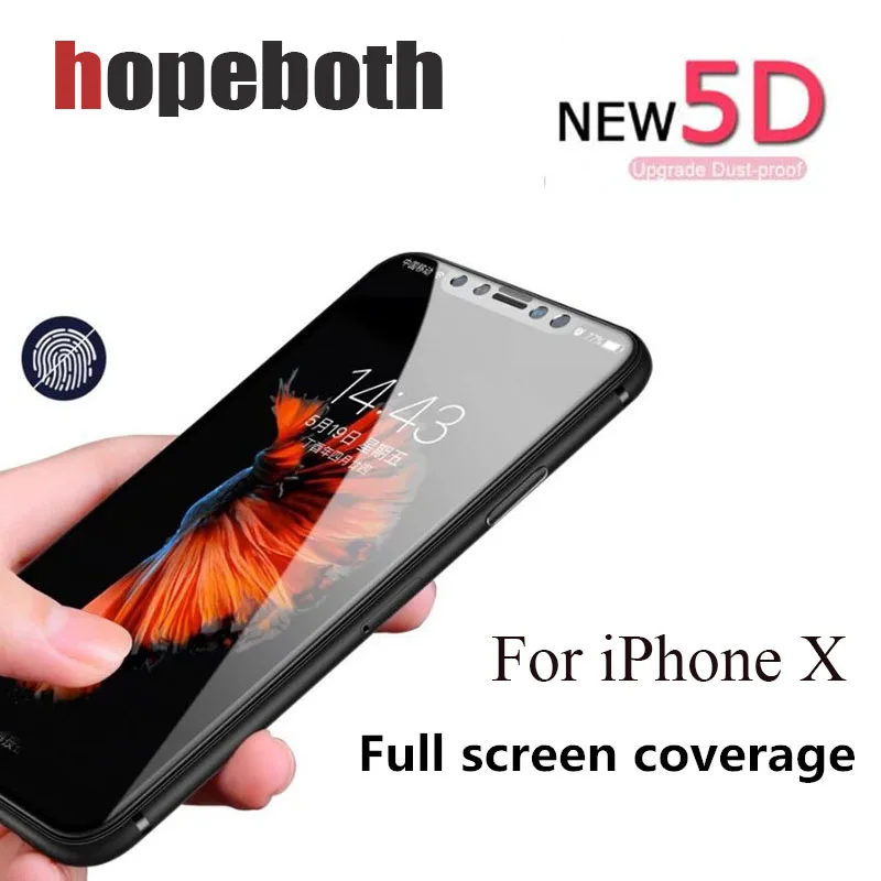 100 шт./лот 5D полное покрытие Закаленное стекло пленка для iPhone 7 Plus 8 6s X
