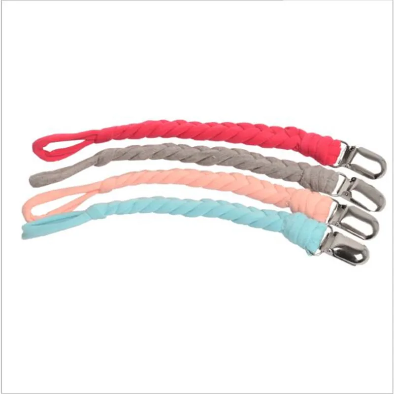 Baby Leather Pacifier Clips Chain Pacifier Holder Braided Clip Colorful Ribbon Convenient For Infant Baby Kids Feeding 26cm