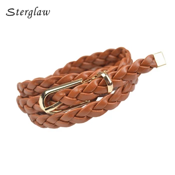 

female designer girls Braided Belt women 2020 PU Leather female belts broekriem, Candy Skinny cinturones mujer sterglaw F144