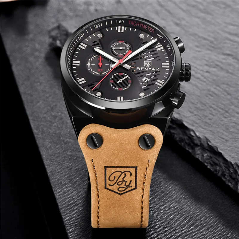 BENYAR New 30M Waterproof Outdoor Hollow Sports Chronograph Watch Skeleton Calendar Men's Quartz Wrist Watches Relogio Masculino BENYAR New 30M Waterproof Outdoor Hollow Sports Chronograph Watch Skeleton Calendar Men's Quartz Wrist Watches Relogio Masculino
