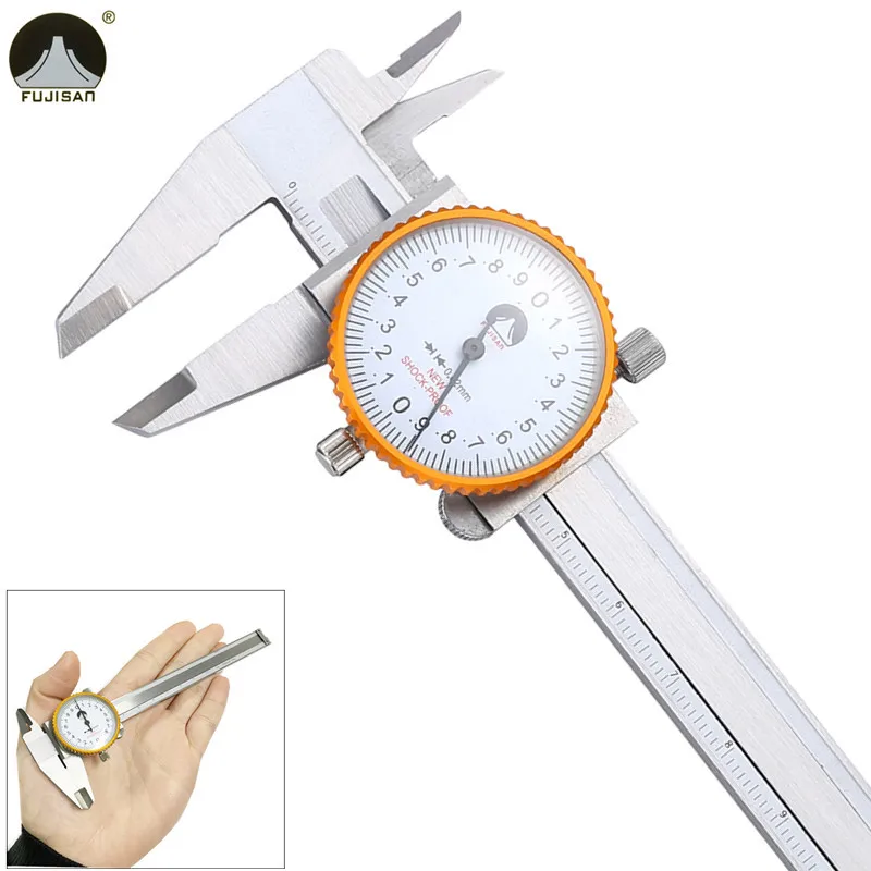 Fujisan Mini Dial Caliper 0100mm/0.02mm Shockproof Stainless Steel