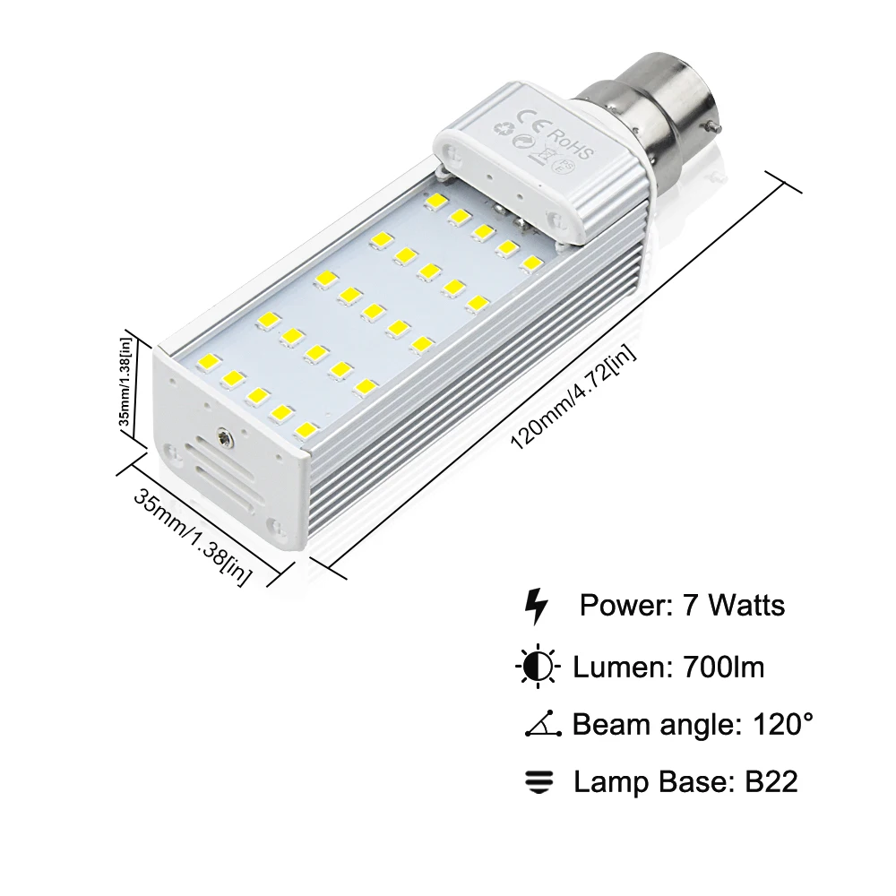 Bonlux B22 светодиодный лампочка PL 13 Вт CFL замена 120 ° угол луча СВЕТОДИОДНЫЙ AC 85 265V 50 60hz