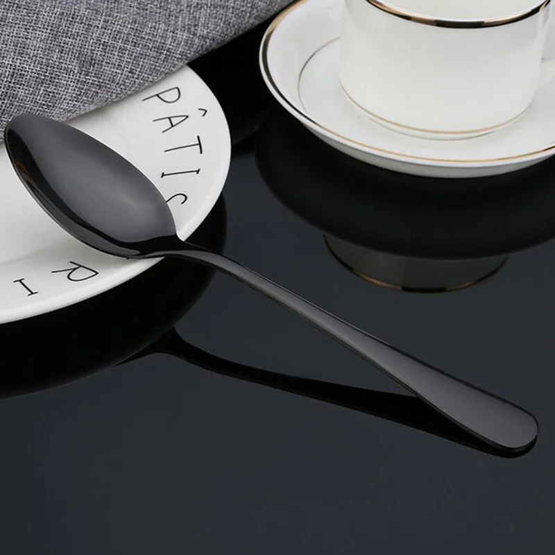 KuBac Hommi 24 комплект столовых приборов черная посуда гладкие столовые приборы набор из нержавеющей стали стейк на ужин нож вилка чайная ложка Прямая поставка