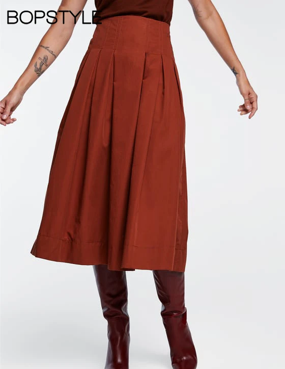 Летняя женская плиссированная юбка с высокой талией, свободная трапециевидная силуэт и молния сбоку, Женская плиссированная юбка с карманами