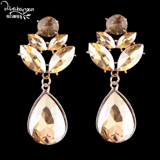 Dvacaman Brand Boho Fashion Tear Stud Earrings Indian Bridal Crystal Dvacaman Brand Boho Fashion Tear Stud Earrings Indian Bridal Crystal Statement Jewelry Love Wedding Accessory