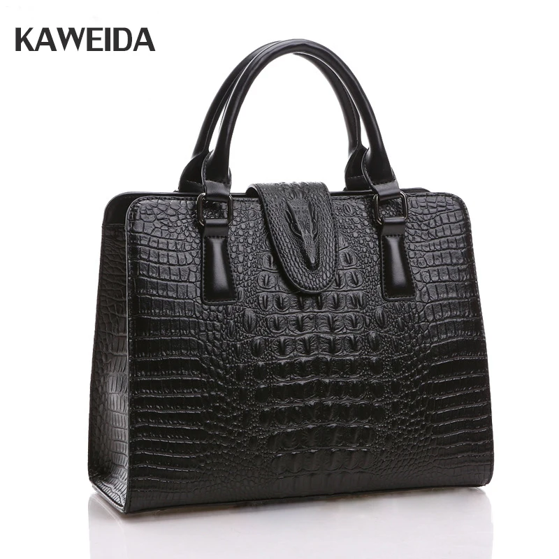 

Top Layer Cow Leather Women Handbags Shoulder Bag Tote Crocodile Pattern Envelope Famous Design Brand Female Messenger Bag