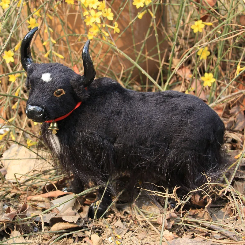 

large 32x24cm black yak model,polyethylene&furs handicraft Figurines home decoration toy gift a2616