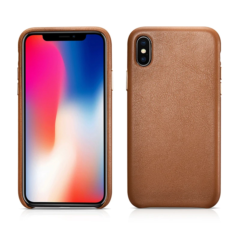 

TOP Genuine Leather Back Case Cover for iPhone X XS MAX XR Original icarer Natural Cowhide Cell Phone Holder Shell Ultra Slim
