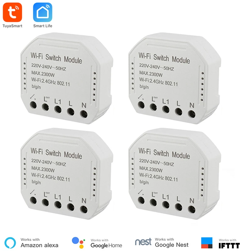 Смарт модуль WiFi Smart Life Tuya 4 шт. превращает ваш старый переключатель в умный