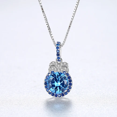 Sterling Silver London Blue Topaz Necklace   Wedding Party Elegant  Christmas and Mother's Day s_voghion.com