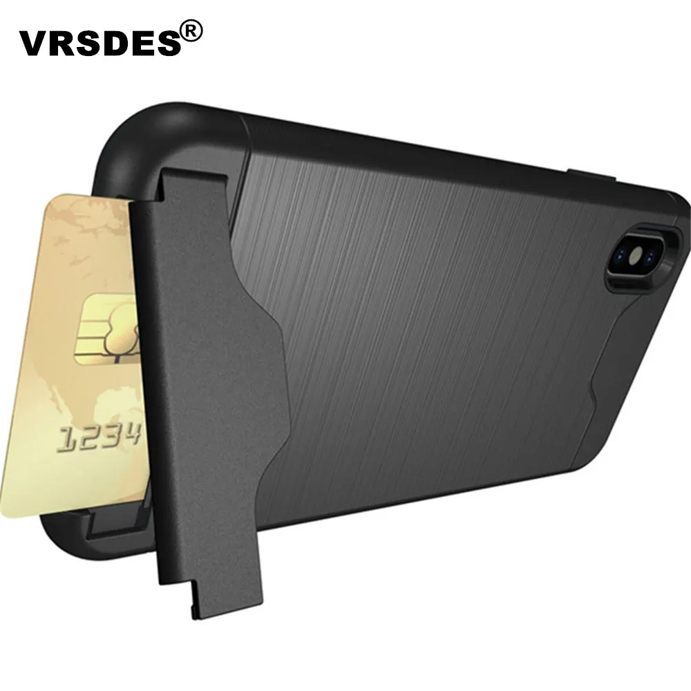 

VRSDES for iphone 7 8 Plus XS Max XR XS Luxury Back Kickstand Cover Card Slot Case for iPhone XR 6s 6SPlus 7 7Plus 8Plus X Cover