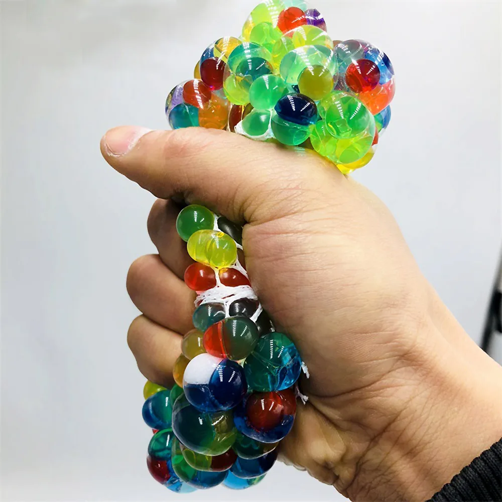 

unny Squishy Mesh Ball Elasticity Extrusion Grape Novelty Sensory Toys Autism Anti-stress Soft Squeeze Stress Ball Squish