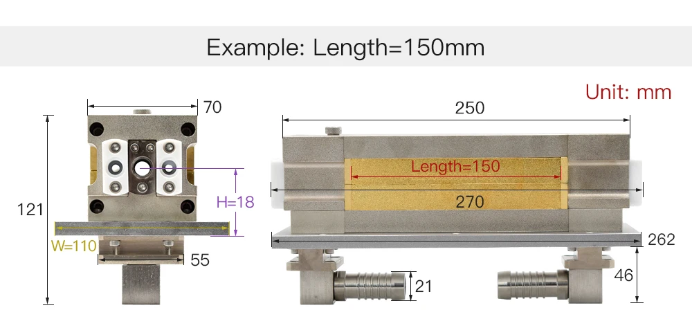 WaveTopSign Dual Lamp Laser Cavity Reflector Cavity Length 110-190mm use for YAG Laser Welding and Cutting Machine