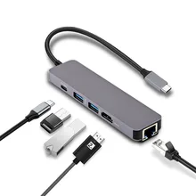 USB-C концентратор типа C концентратор к HDMI USB 3,0 RJ45 PD 3,0 адаптер для MacBook Pro samsung Galaxy S9/S8 huawei P20 Pro type C USB 3,0 концентратор