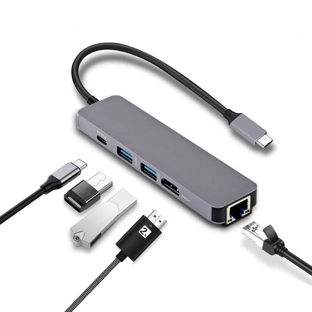 

USB-C HUB Type C HUB to HDMI USB 3.0 RJ45 PD 3.0 Adapter for MacBook Pro Samsung Galaxy S9/S8 Huawei P20 Pro Type C USB 3.0 HUB