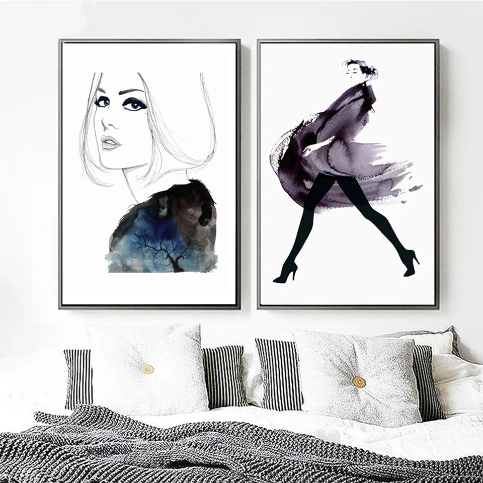 Watercolor-Girl-Naked-Quotes-Wall-Art-Canvas-Painting-Nordic-Posters-And-Prints-Black-White-Wall-Pictures (2)