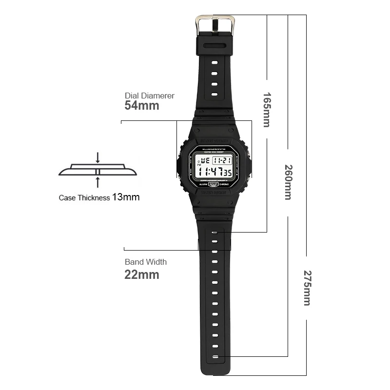 Relógio de Contagem Relógios de Pulso m à Prova Relógio Esportivo Masculino Regressiva Alarme Crono Digital 50 Dwaterproof Água Relojes Hombre