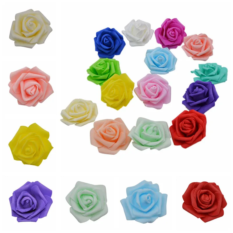 20 Heads 6cm Artificial Foam Flowers Rose Head Flower Scrapbooking Fake