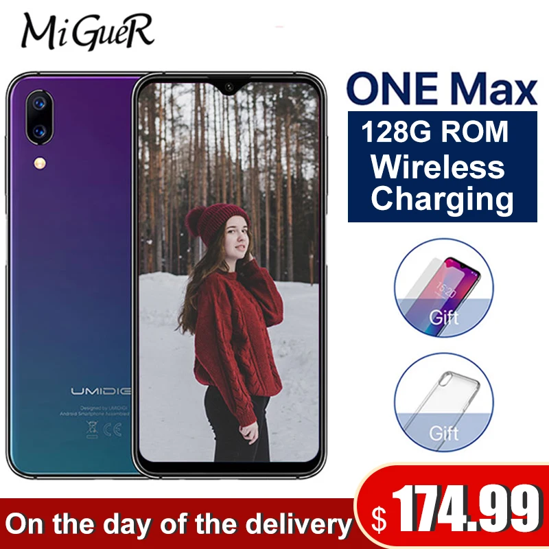 

UMIDIGI One Max Global Version 4GB 128GB 6.3" Waterdrop Full-Screen 4150mAh Dual SIM Face ID Smartphone NFC Wireless Charging