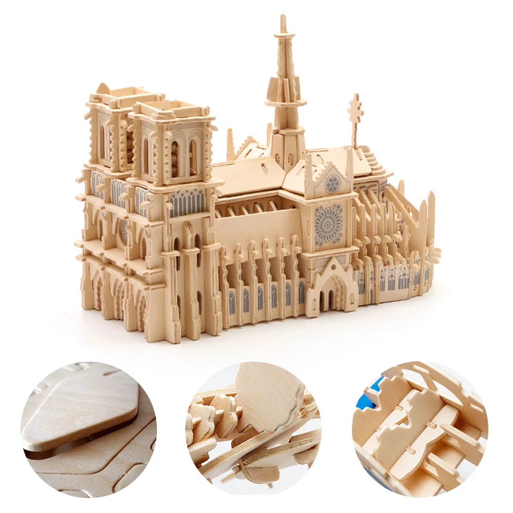 

Children 3D Puzzle Toys Notre Dame De Paris World Famous Buildings Toy Model Wooden Puzzle High Quality Wood Gift For Children