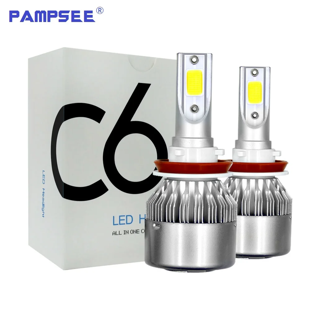 

PAMPSEE 2Pcs Car Lights Bulbs LED H4 H7 9003 HB2 H11 LED H1 H3 H8 H9 880 9005 9006 H13 9004 9007 Auto Headlights 72W COB 6000K