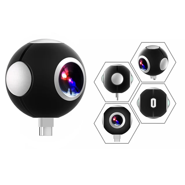 Podofo 360 Camera Panoramic Mini Camera 360 HD Wide Dual Lens Fish Eye VR Video Camera for Android  Sport Action Camera TypeC