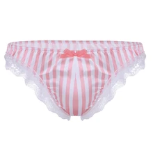 Сексуальное мужское нижнее белье, трусы из мягкого атласа с оборками, кружевные бикини, плавки с низкой талией для геев, одежда для плавания, боксеры, красивые трусики