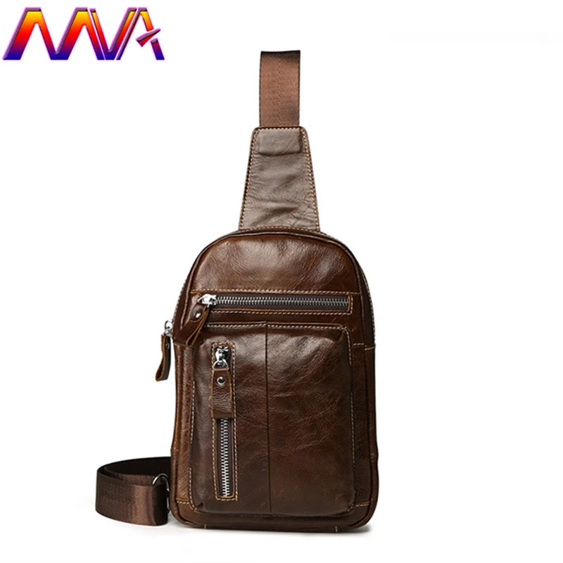 

MVA 100% genuine leather men chest bag with top quality cow leather men waist pack for fashion travelling men chest bags