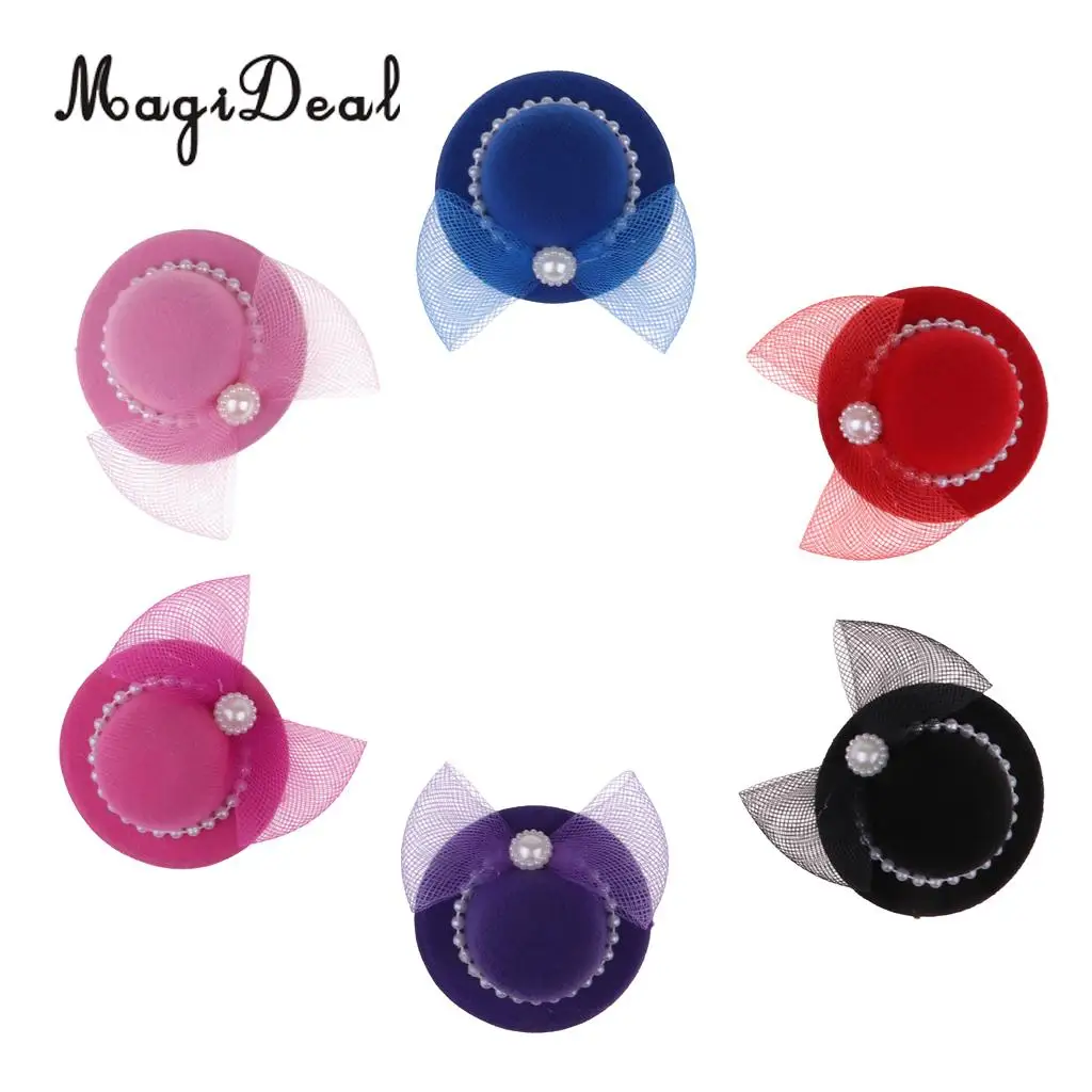 

6 Pieces Vintage Bowler Hat Cap w/ Bow For 28-30cm Barbie Dolls Clothes Outfit Accs Bowknot