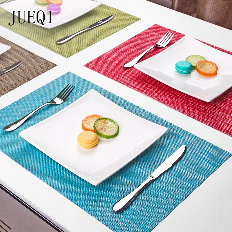 JueQi 1pcs Placemats PVC Placemat Bar Mat Plate Mat Table Mat Set Kitchen Hot Pads Square Mats Pads