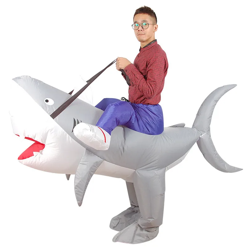 YHSBUY 2018 New Adult Shark Inflatable Clothing Brand Children Funny Cosplay Suits Halloween Party Toys for Teens,HZ030