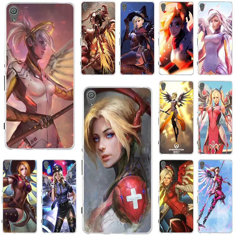 

Pink Mercy Overwatchs Art For Sony Xperia Z Z1 Z2 Z3 Z4 Z5 Compact XZ Premium M2 M4 M5 E3 E5 T3 XA Soft TPU Mobile Phone Cases