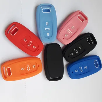 

RUNFA AUTO Silicone Silica Gel Smart Key Case Cover For Audi A3 A4 A5 A6 A8 Q5 Q7 Q8 S4 TT Remote FOB Protector 3Button Keyless