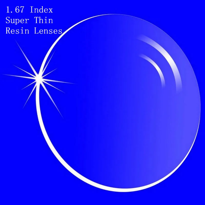 Skup 1.67 indeks soczewki korekcyjne CR 39 żywica asferyczne okulary soczewki do krótkowzroczności nadwzroczności prezbiopii super cienkie z powłoką