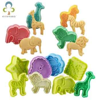 4pcs DIY Bake Mold  Star heart Lion Shaped 3D Cookie Cutter Biscuit Cake Molds Animal Cartoon Sugarcraft Decor Kitchen Tool GYH