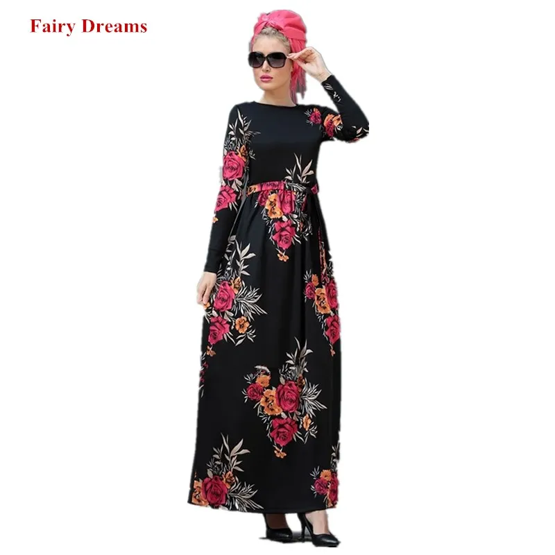 Женское мусульманское Макси платье Abaya белое черное розовое голубое с цветочным