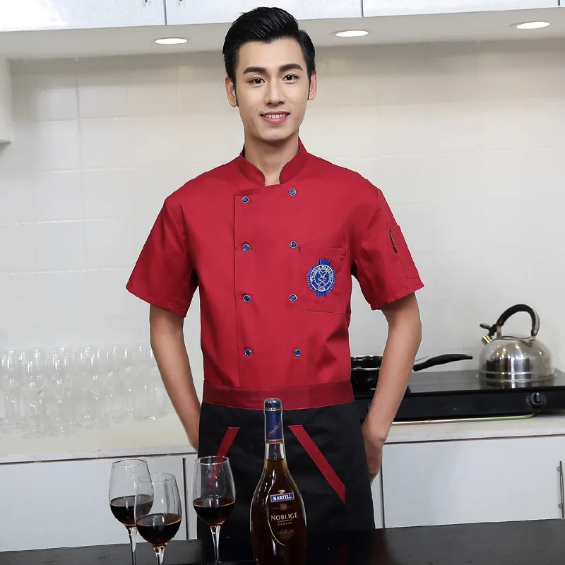 

Fashion Men Women Chef Jackets Coats Uniforms Short Sleeves Professinal Summer Hotel Restaurant Short Chef Service