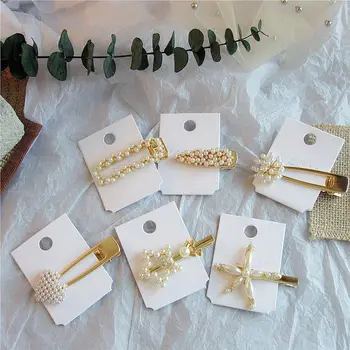 

2019 New Korea Chic Starfish Imitation Pearl Crystal Rhinestones Hair Clips Geometric Waterdrop Metal Hairpins For Women Jewelry