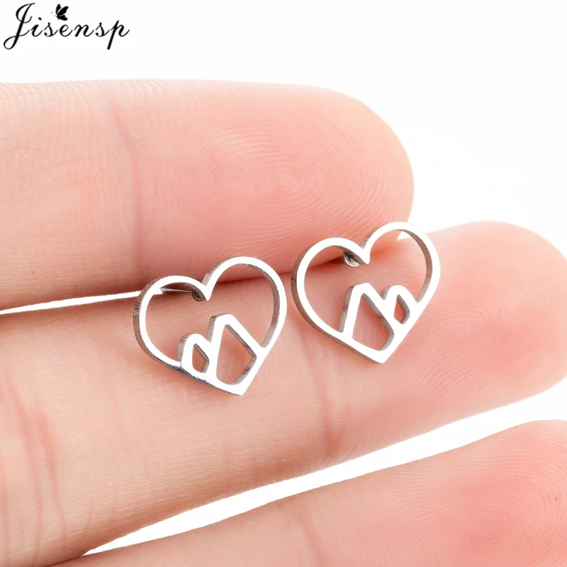 New Fashion Snow Mountain Stud Earrings for Women Silver Heart Earrings Wave Earings Female Jewelry Gifts oorbellen