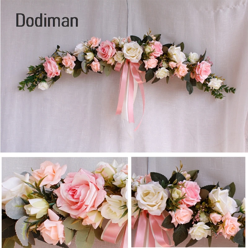 

62CM Artificial Garland door lintel European Rose threshold wall decoration flower door wedding holiday party decoration 1PC