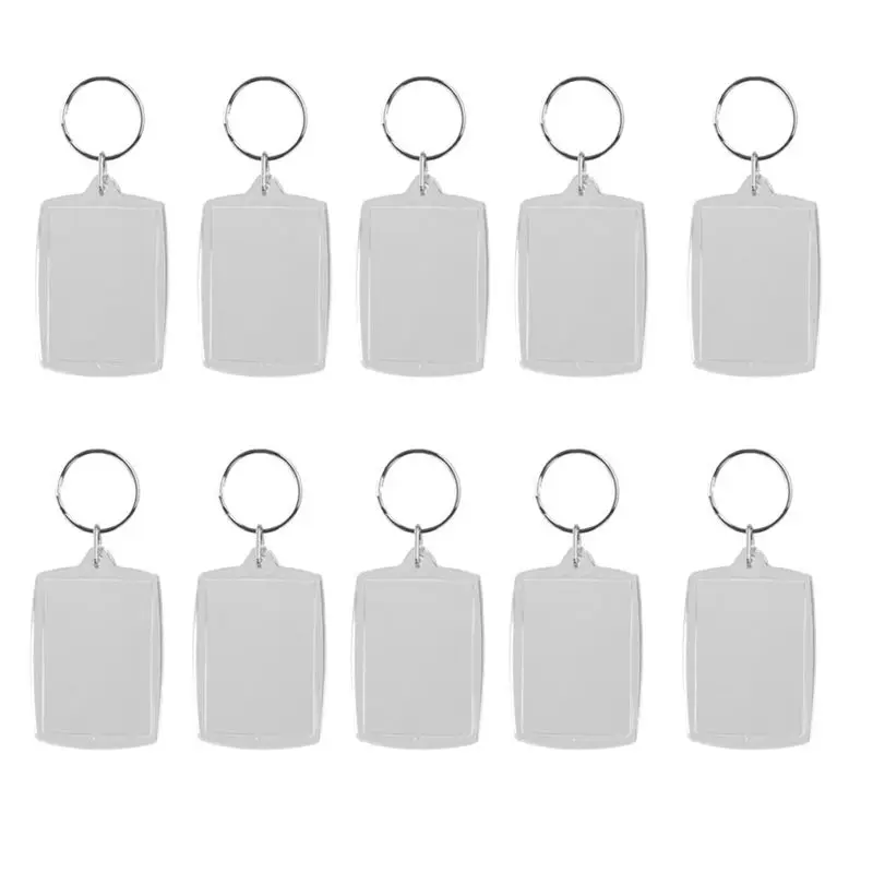 

10 Pcs Keychain Keyring DIY Photo Frame Rectangle 4x5.6CM