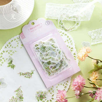 

60pcs/pack Cute Afternoon Tea Flowers Lace Style Paper Decorative Stickers Hand Account Notebook Decor Stick Label